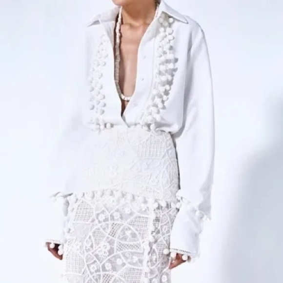 Alexis White Blouse with Pom Pom Details - Picture 5 of 10